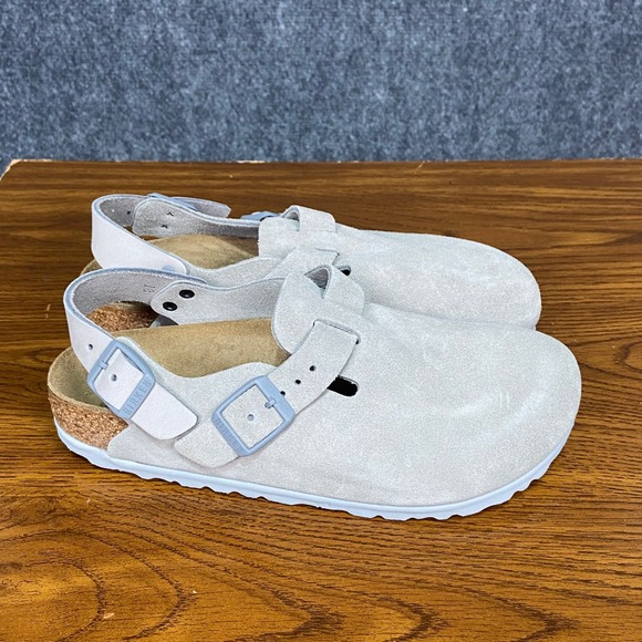 Birkenstock Tokio II Suede Stone Coin Clogs Adjustable Strap EU36 W5 Neutral NIB - Picture 3 of 10